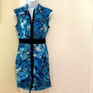 Bebe blue zipper dress with cinched waist size small (EUC)